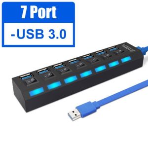 Concentrateur USB 3.0 répartiteur USB Type C USB 3.0 HUB 7 Ports extenseur  Multi usb c Hab avec adaptateur secteur type c Dock pour ordinateur  portable - Type USB 2.0 White