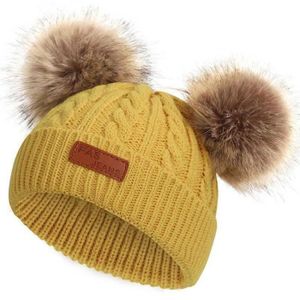 accsa Fille Ensemble bonnet et gants Hiver Doux Chaud Tricot Licorne Chapeaux Adorable Pompon avec Doublure Épaisse Cadeau pour Enfant