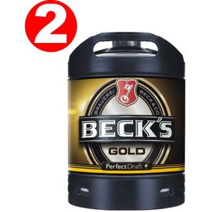 BIERE 2 x Fut de bière Becks gold Or Perfect Draft 6 litres 4,9% vol.