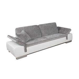Palerme Canapé 3 Places Tissu Gris Et Blanc Achat