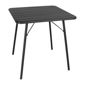 TABLE DE JARDIN  Table à lattes carrée en acier Bolero 700 mm noire