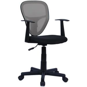 CHAISE DE BUREAU Chaise de bureau pour enfant STUDIO fauteuil pivotant et ergonomique avec accoudoirs, siège à roulettes hauteur réglable, noir/gris