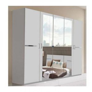 Armoire Penderie Idaho 4 Portes 2 Miroirs Largeur 225 Coloris