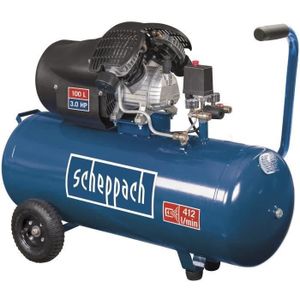SCHEPPACH Compresseur d'air horizontal HC100DC - 100 L - 3CV - 8 bars - Double cylindre à moteur lubrifié