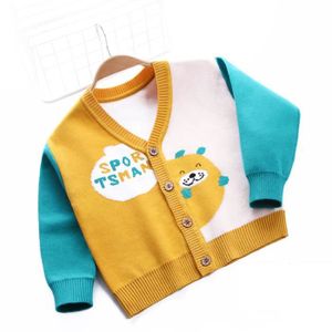 PULL Pull Cardigan en Tricot Bébé Garçon 1-9 Ans Tricolore Lâche Col V Casual - Jaune