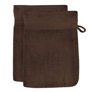 GANT DE TOILETTE Lot de 2 gants de toilette en coton 500 gr/m2 LAGUNE brun, par Soleil d'ocre