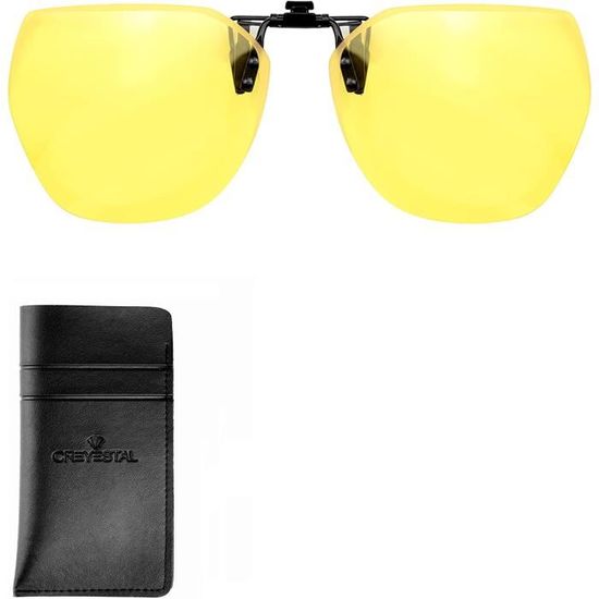 Clip lunettes de conduite de nuit surlunettes jaune polarise Rik
