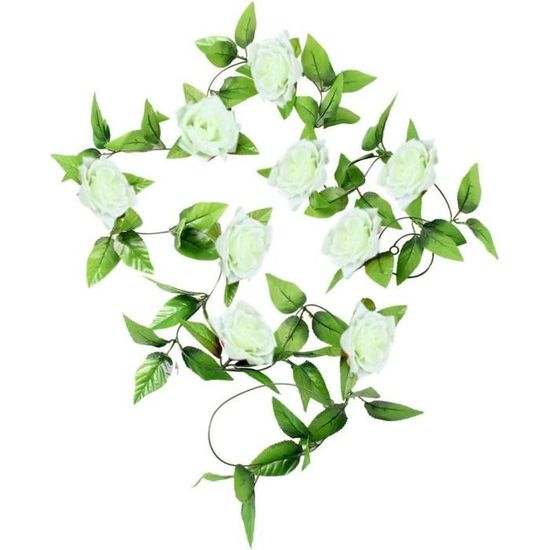 Guirlande Eucalyptus Artificiel Avec Roses Blanches - Longueur 1,5 M (5,9 Pi) - 6 Roses D'environ 9 Cm De Diamètre - Feuilles En Soie, Tiges En Plastique - Pour Mariage, Déco Murale, Fête - 7