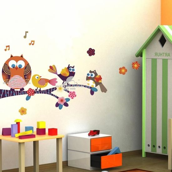 Hibou Stickers Enfant Chambre Bebe Achat Vente Stickers