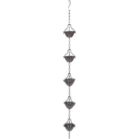 Chaîne De Pluie Métal 216 Cm – Décoration Extérieur Gouttière – Dérivateur Eau Jardin