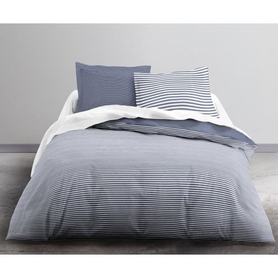 Parure De Lit Rayures Bleu Et Blanc Louisiana Bedding - King 230x220 Cm, 100% Coton 200 Fils - 11