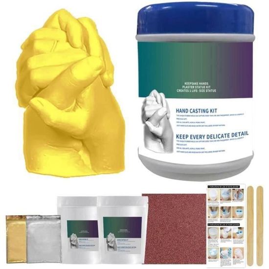 vvhippo Kit de Moulage Main Couple, Idee Cadeau Femme et Homme Alginate