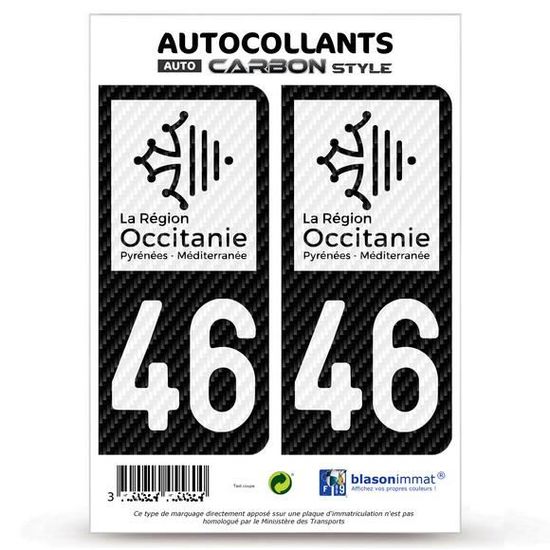 Lot De 3 Stickers Occitanie 65 Pour Plaque D'immatriculation - 2 Pour Auto + 1 Pour Moto, Fabriqué En France