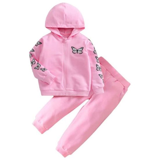 Combinaison De Jogging Fille Design #Selfie - Sweat à Capuche + Bas, 65% Polyester 35% Coton, 5-13 Ans