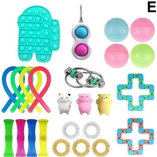 HAMKU – Lot De 4 Cubes Anti-stress Fidget – Pour Adultes Et Enfants – 6 Faces D’actions