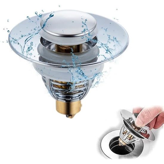 Bouchon Lavabo Universel à Ressort - Acier Inoxydable, étanchéité Sûre, Installation Facile Sans Outils