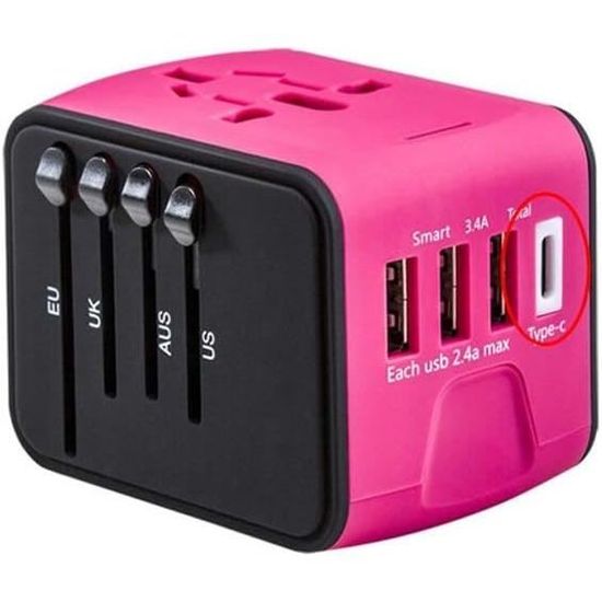 Adaptateur Multi-pays Adaptateur De Voyage Universel Zenitech - Plus De 100 Pays, Pochette Incluse Adaptateur Prise Multiple Pays