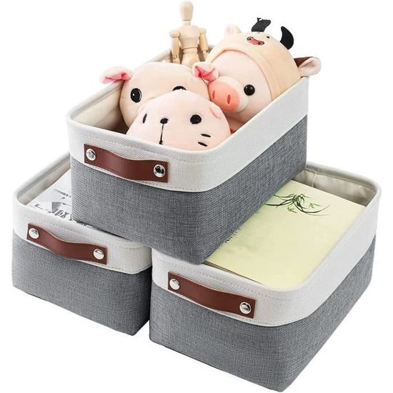 Panier De Rangement Pliable MANGATA En Toile - Gris - Pour Vêtements, Jouets Ou Étagères (31x21x18cm)