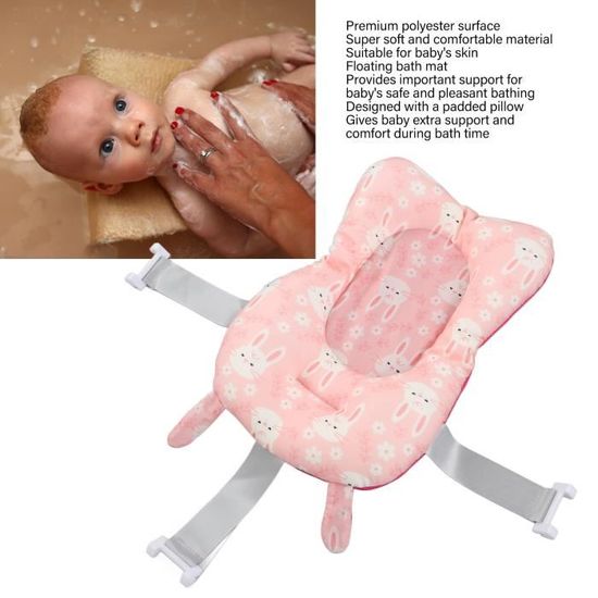 Filet De Bain Bébé Antidérapant - Harnais Réglable Avec Coussin - Pour Nouveau-nés 0-6 Mois - Sèche Rapidement - Rose - 2