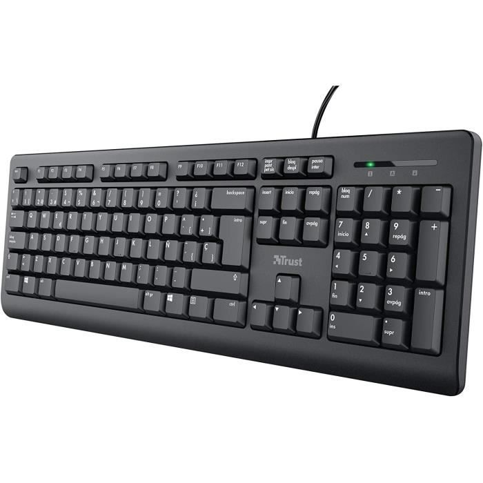 Taro Clavier avec Disposition QWERTY Espagnol, Touches Silencieuses, Cable USB, Clavier Filaire