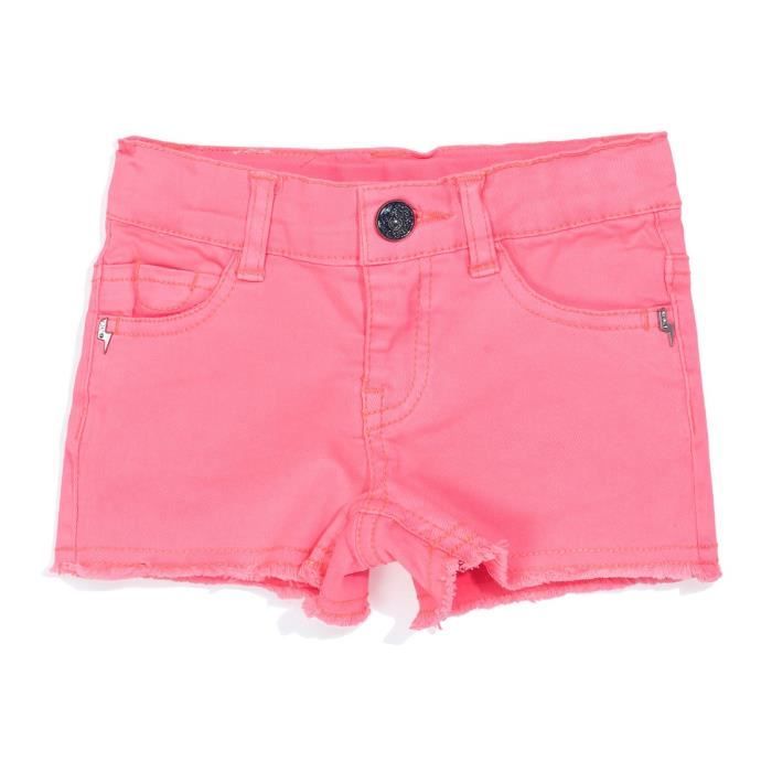 3 POMMES Short Denim Stretch Rose Enfant Fille