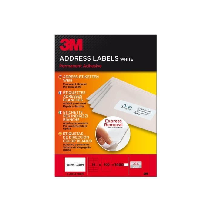 3M Address Labels Étiquettes adresses adhésif permanent blanc ...