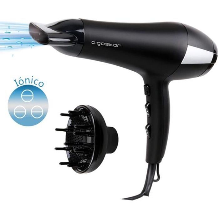 Aigostar Monique 32HIE - Sèche-cheveux professionnel ionique avec diffuseur. 2400 W. Option air froid. Design exclusif.