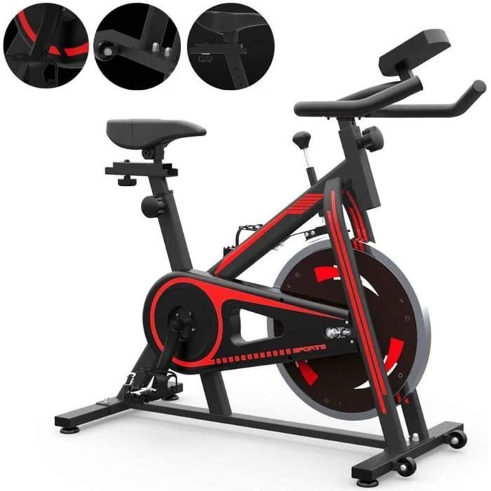 Vélo d’appartement Spinning Bike Fitness Ultra Silencieux Indoor Fitness Rouge et Noir