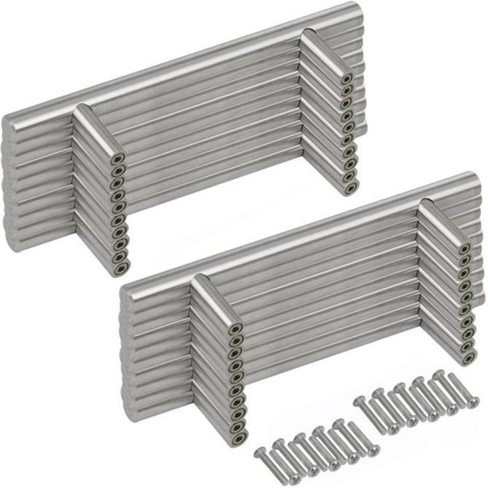 Poignées de porte Cuisine T Bar Poignées de tiroir porte haute qualité en acier inoxydable,Argent (20 PCS)