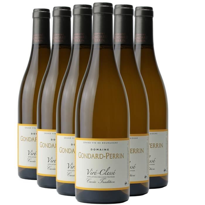Viré-Clessé Tradition Blanc 2020 - Lot de 6x75cl - Domaine Gondard Perrin - Vin AOC Blanc de Bourgogne - Cépage Chardonnay