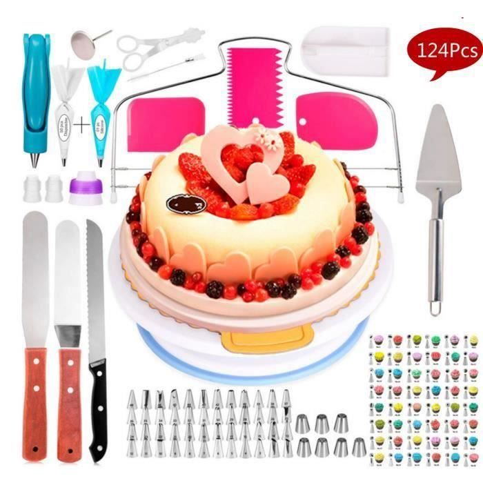 Plateau Tournant De Gâteau, Douille Patisserie Kit Professionnel, Moule De Décoration De Gâteau, Outil De Baking -124Pcs-Set