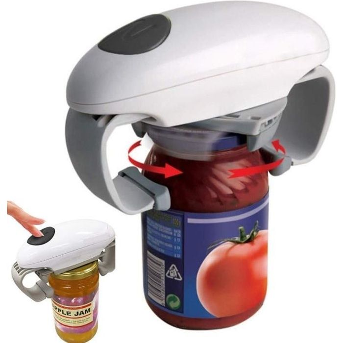 Ouvre Bocal Automatique One Touch Ouvre Boite Electrique Blanc pour L'arthrite et Les Personnes âgées, la Bordure est Nette et Lisse