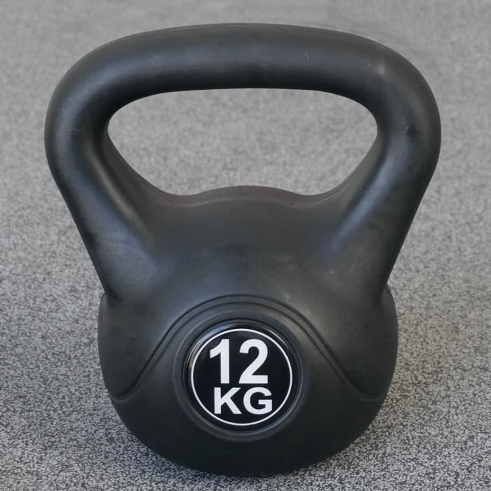 Kettlebell pour l'intérieur et l'extérieur - Plastique - Noir - 12 kg