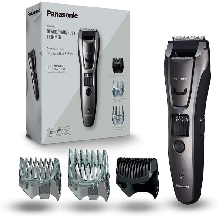 Panasonic ER-GB80-H503 - Tondeuse multi-usages Barbe/Cheveux/Corps avec 40 Réglages de 0,5 à 20mm, 3 Peignes inclus, Utilisation ave