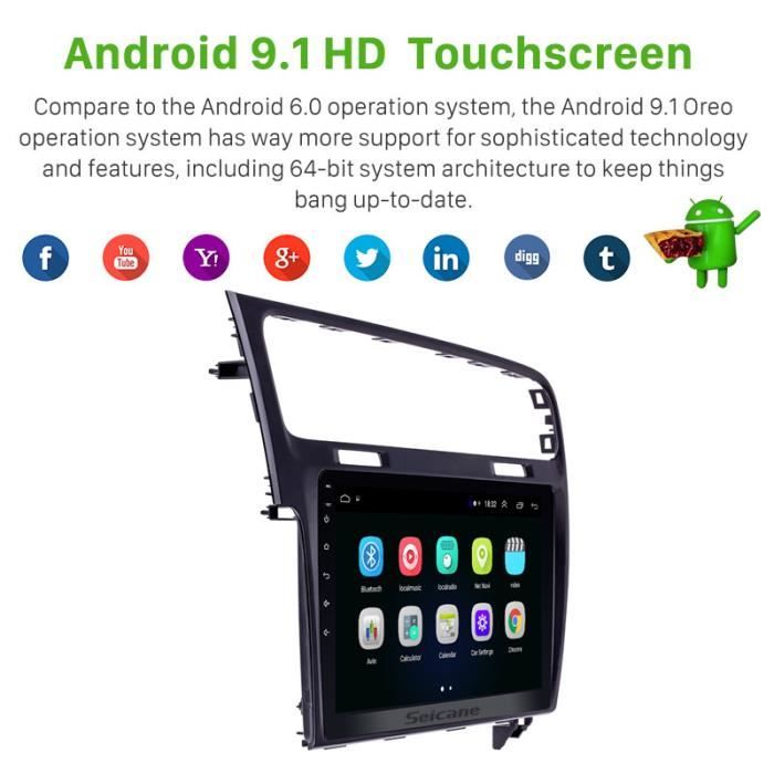 10.1 pouces Android 9.1 2Din autoradio GPS Navi lecteur multimédia stéréo pour VW Volkswagen Golf 7 2013 2014 2015 WIFI Configurati
