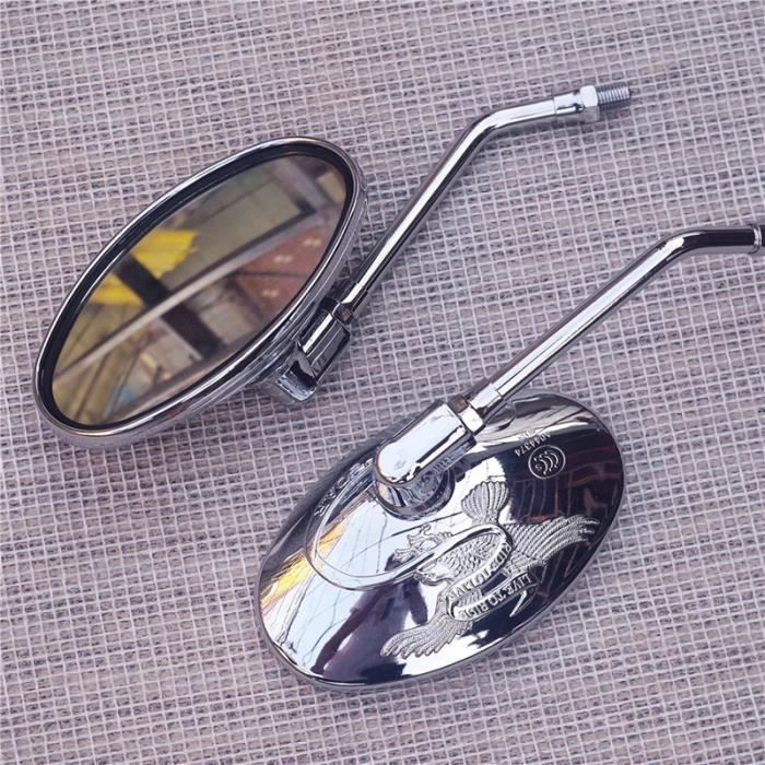 Universel moto ovale Chrome rétroviseurs 10MM moto rétroviseur latéral pour Yamaha xt 600 virago 125 535 1100 vmax 1200