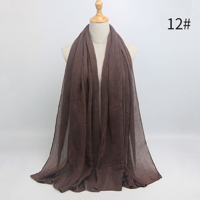 Foulard hijab en coton froissé, écharpe douce, écharpe chaude, écharpe chaude, châle, 25 couleurs, Design hiver, tendanc DY5175