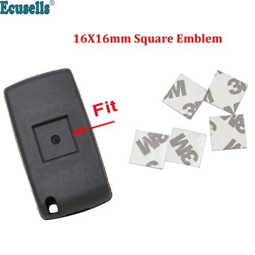 Coque clé,5 PCS-lot 16X16mm voiture clé coquille carré emblème symbole autocollant Logo pour Peugeot 206 207 307 - Type For Citroen
