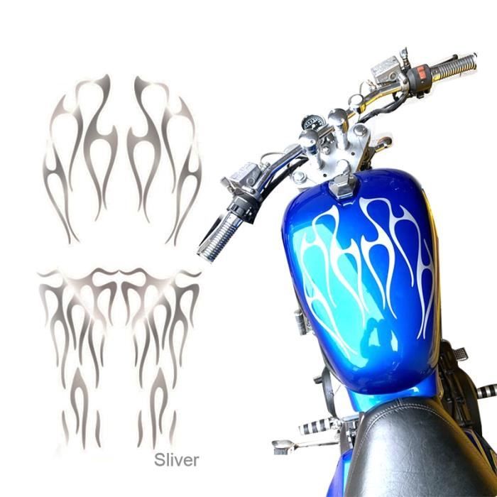 Décoration Véhicule,Autocollants autocollants pour réservoir d'essence de moto en argent mat, pour Honda Shadow VT750 universel