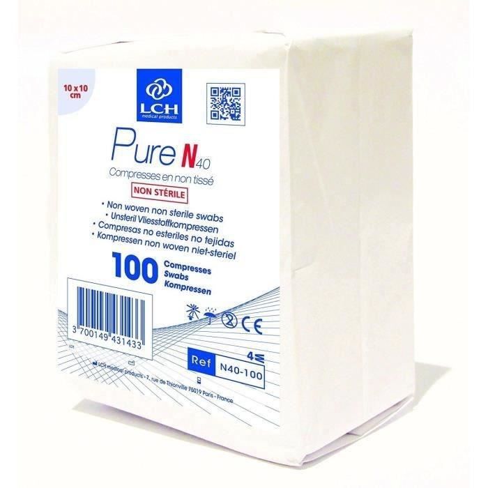 Lots de 200 compresses LCH - Non tissée et non stérile - 40 g - 10 x 10 cm