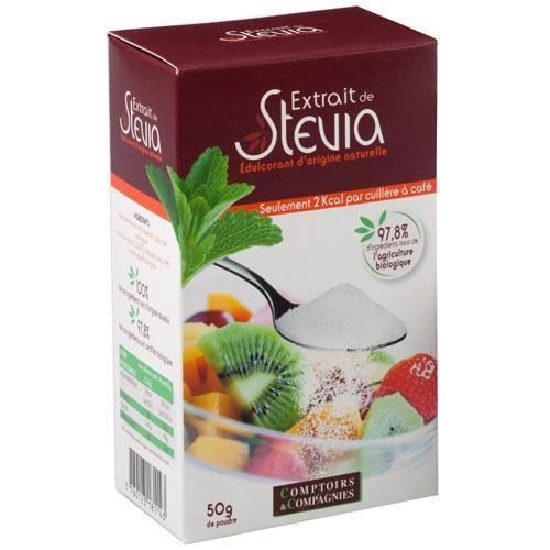 Extrait de Stévia en poudre - Boîte de 50g