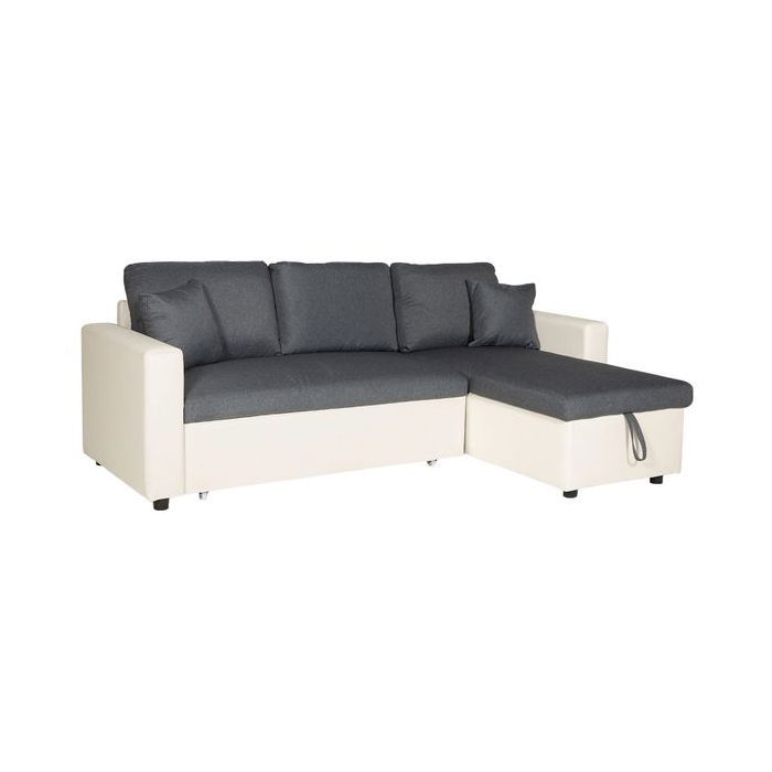 Canapé d'angle convertible CLARK 3 places gris chiné et blanc Blanc
