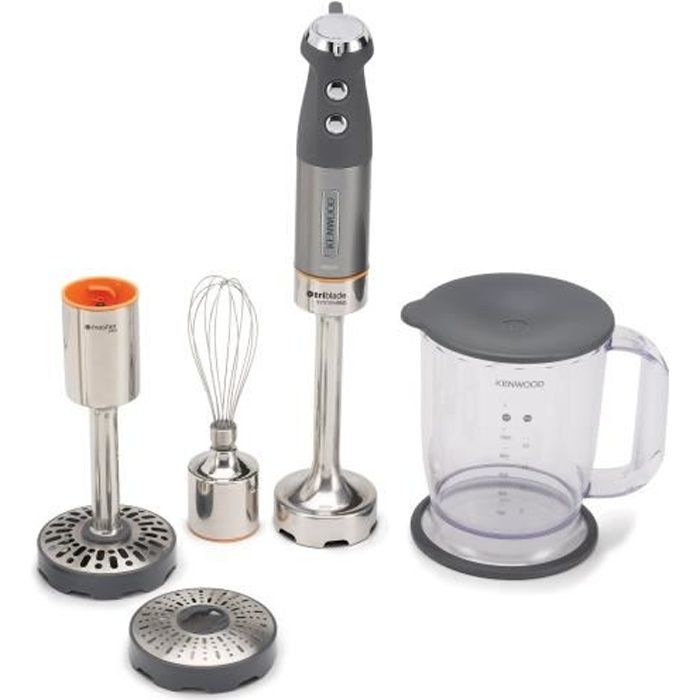 KENWOOD HDM802SI Mixeur plongeant Triblade System Pro - 1000 W - Gris/Orange