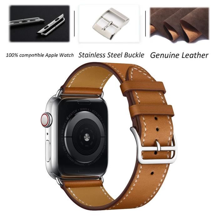 Bracelet Compatible avec Apple Watch 38mm 40mm, Bracelet en Cuir pour iWatch Série 4/3/2/1, Nike +, Edition, Sport