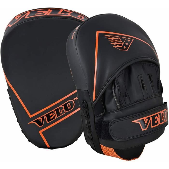 VELO Boxing Focus Pads Training Hook Gloves Punch Mitts Curved Kick Fight Jabs Matt Orange