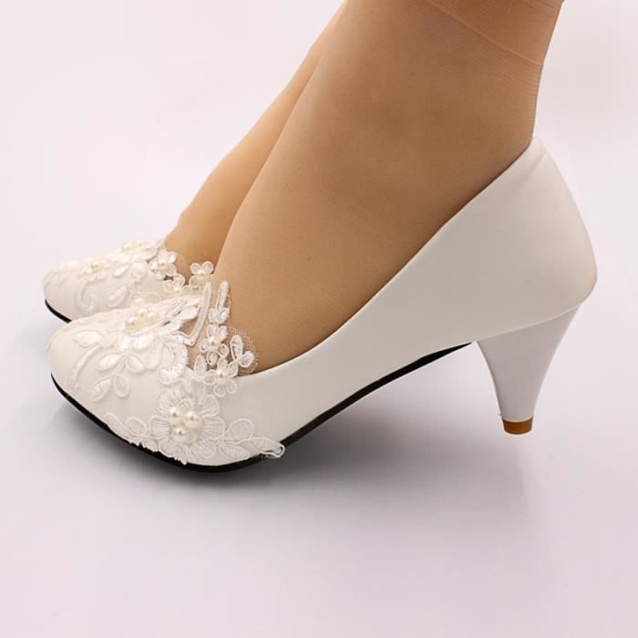 1 paire de chaussures de mariage manuel en dentelle perle fleur de accessoires de robe de mariée blanche CHAUSSURES DE RANDONNEE