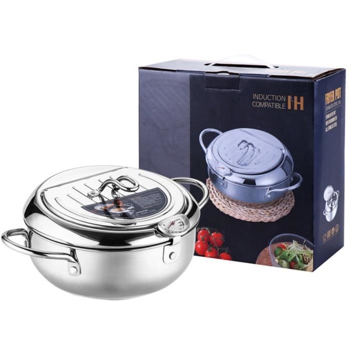 Friteuse à induction domestique Tempura à température contrôlée de style japonais argent S 20 cm