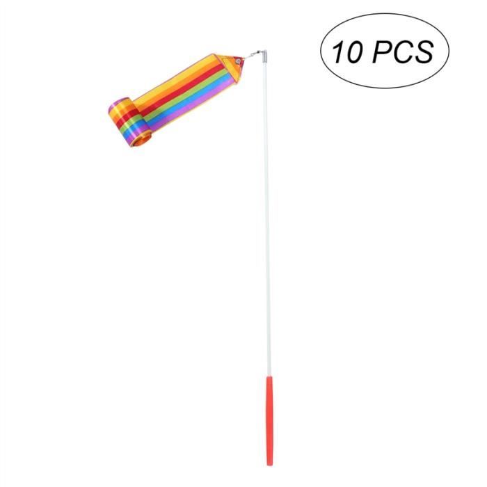10 pcs Rythmique Art Gymnastique Ruban avec Bâton Enfants Danse Streamers Riband Twirling Rod (Multi Color)