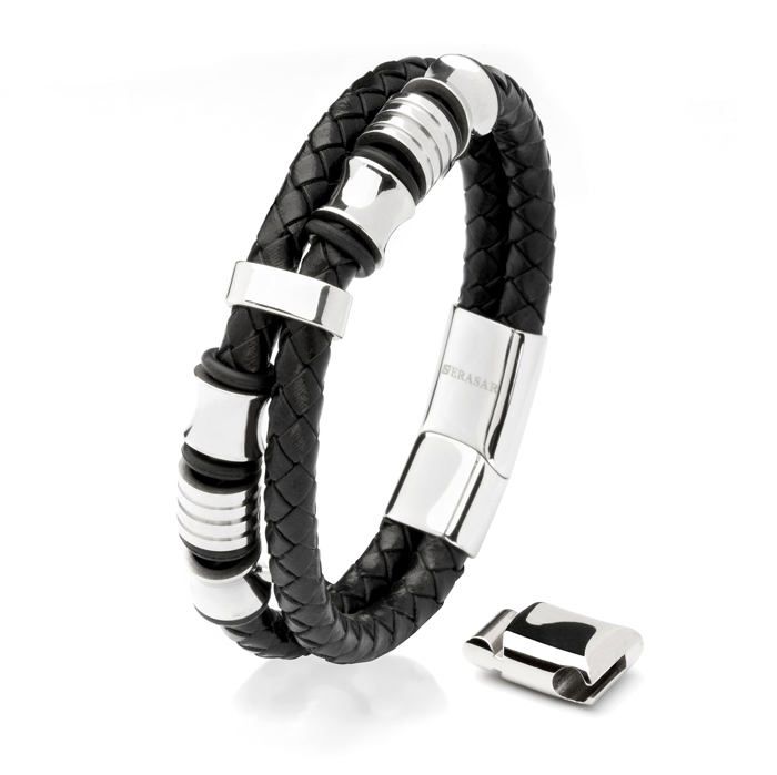 SERASAR | Bracelet en Cuir véritable pour les Hommes \