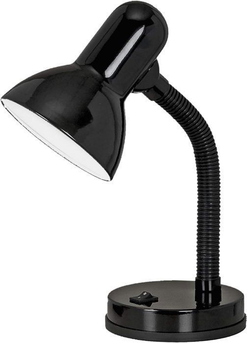 Lampe de chevet bureau et liseuse Basic en acier et plastique noir douille E27 (ampoule non fournie)